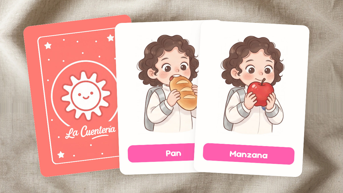 Pack de pictogramas Hora de comer: cartas impresas con el personaje del niño