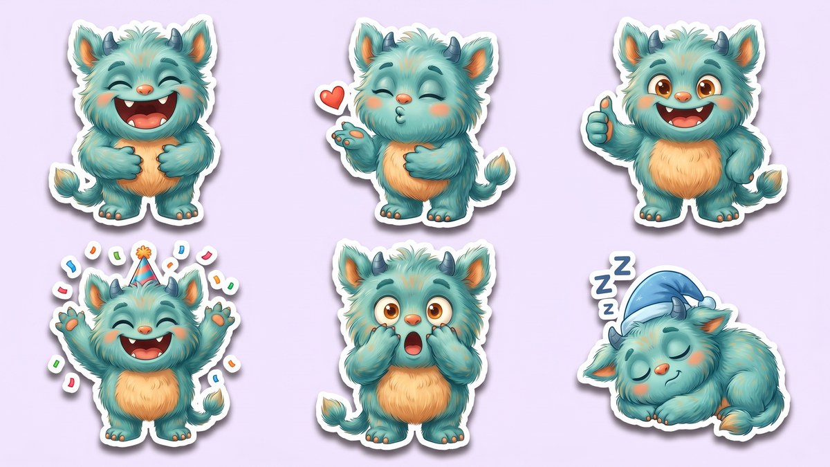 Pack de stickers de WhatsApp personalizados: 6 poses expresivas con troquelado de sticker